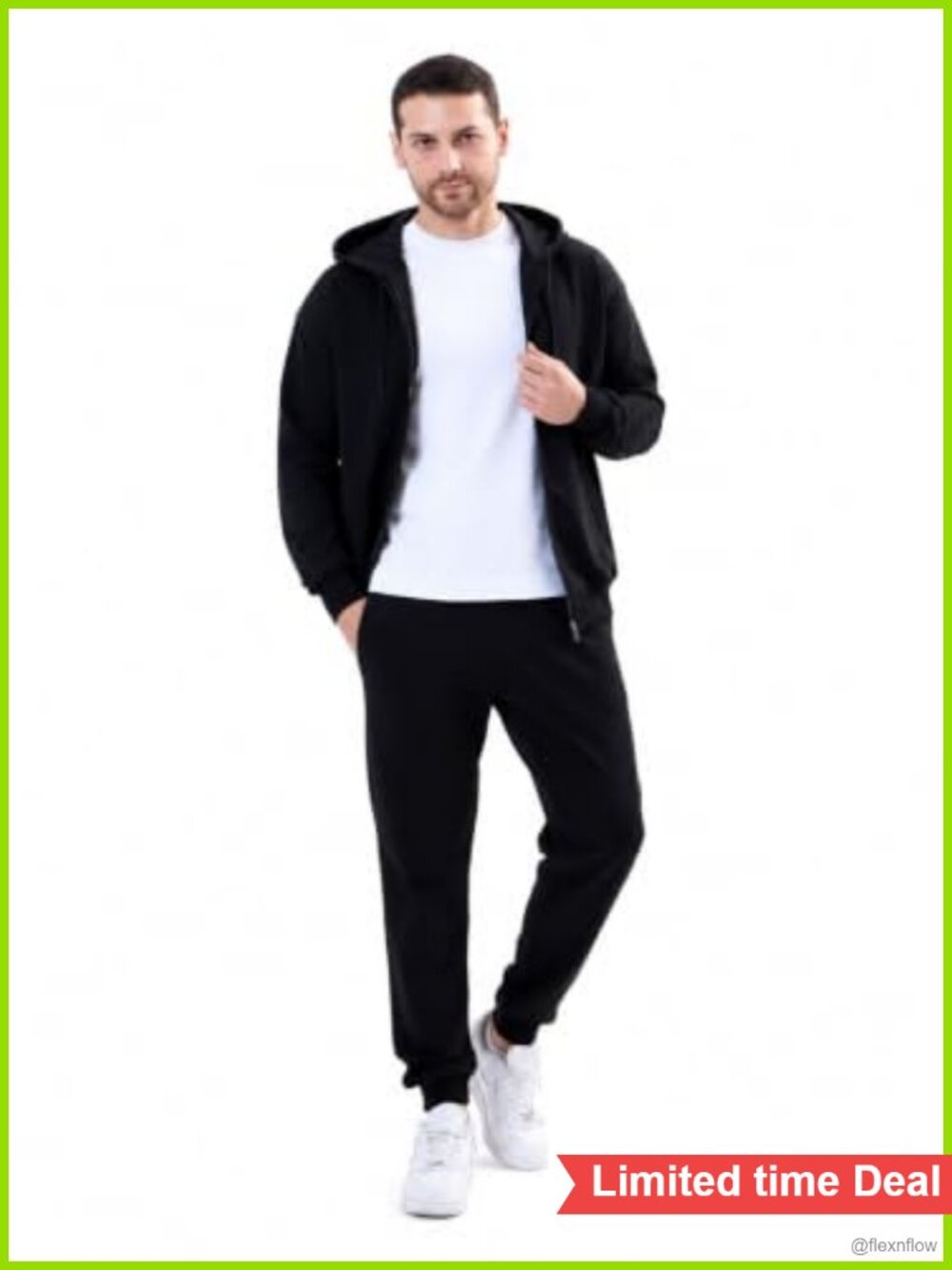 Men's 2-Piece Full-Zip Hoodie Tracksuit Cotton Blend Athletic Set
